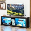 Tangkula TV Stand w/ LED Light for TVs up to 65 inch w/ Adjustable Tempered Glass Shelves - 2 of 4