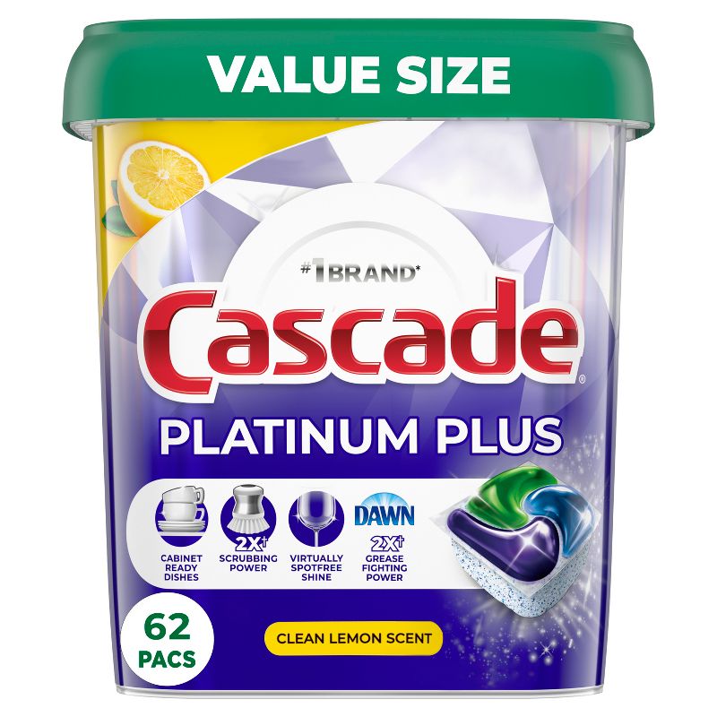 Cascade Lemon Platinum Plus Action Pacs - 62ct, 1 of 18