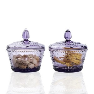 Slickblue Set of 2 Vintage Embossed Glass Candy Jars with Lids – 10 oz, 6 Different Colors - 1 of 4