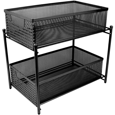 Nex 2 Tier Sliding Basket With Small Steel Grid Sliding Drawers