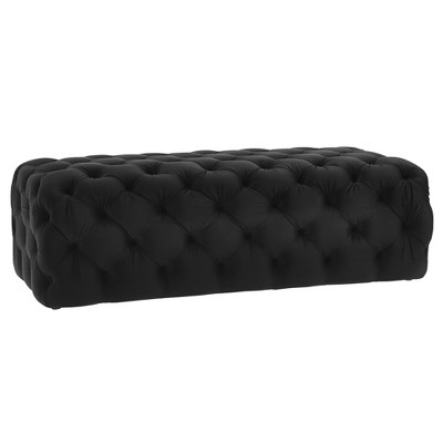 Kaylee 49" Velvet Ottoman Black 49.2"W x 21.3"D x 15.5"H