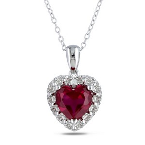 EVERLY JEWELRY | Sterling Silver 4/5 CT TGW Morganite and 1/10 CT TW Diamond Halo Necklace - 18 inch - 1 of 2