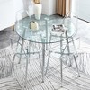 GDFStudio Callan Modern Glass 5 Piece Dining Set with Tempered Glass Table and Transparent Chairs - 2 of 4