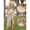 INSPIRE CHIC Women's Sleeveless Mock Neck Ruched Waist Stretchy Bodycon Maxi Dresses - 2 of 4