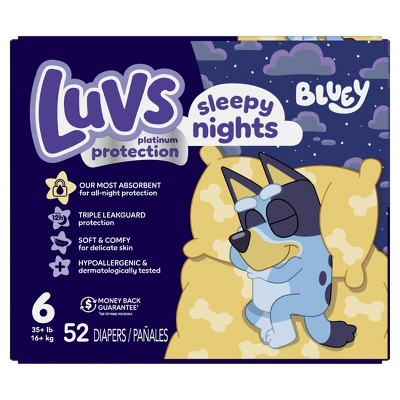 Luvs Platinum Protection Sleepy Nights Baby Diapers, Size 6, 52 Count