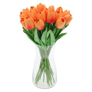 Unique Bargains Christmas 20 Pcs Artificial Flowers Fake Tulips for Wedding Rooms Home Hotel Party Decoration Red - 1 of 4