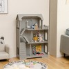 Costzon Kids Wooden Dollhouse Bookshelf, 3-Story Cottage with Anti-Tip Design & Storage, 2-in-1 Pretend Playset for Room or Playroom (Gray) - 3 of 4