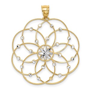 Black Bow Jewelry 14k Yellow Gold & White Rhodium Spiral Circle Pendant, 32mm (1 1/4 in) - 1 of 4