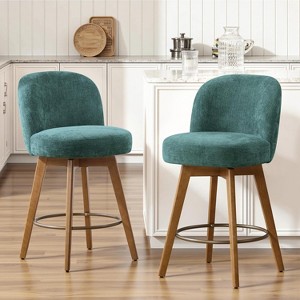 Bekrvio 26" Swivel Counter Height Bar Stools Set of 1/2/3/4,Fabric Upholstered Bar Chairs with Walnut Wood Legs, Counter-Height Kitchen Island Stools - 1 of 4