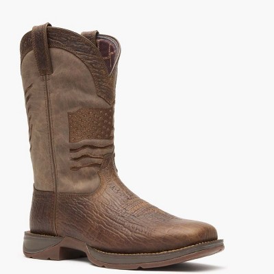 Men's Durango Brown Distressed Flag Embroidery Western Boot, DDB0314, Brown