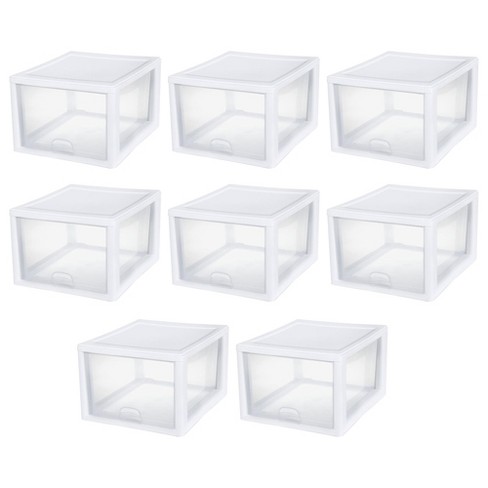 Plastic Storage Bins with Lids - 5 Qt, 6 Pack Clear Small Stackable Cubby  Storag