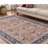 Teal Brown And Beige Oriental Area Rug With Fringe - 2 of 4