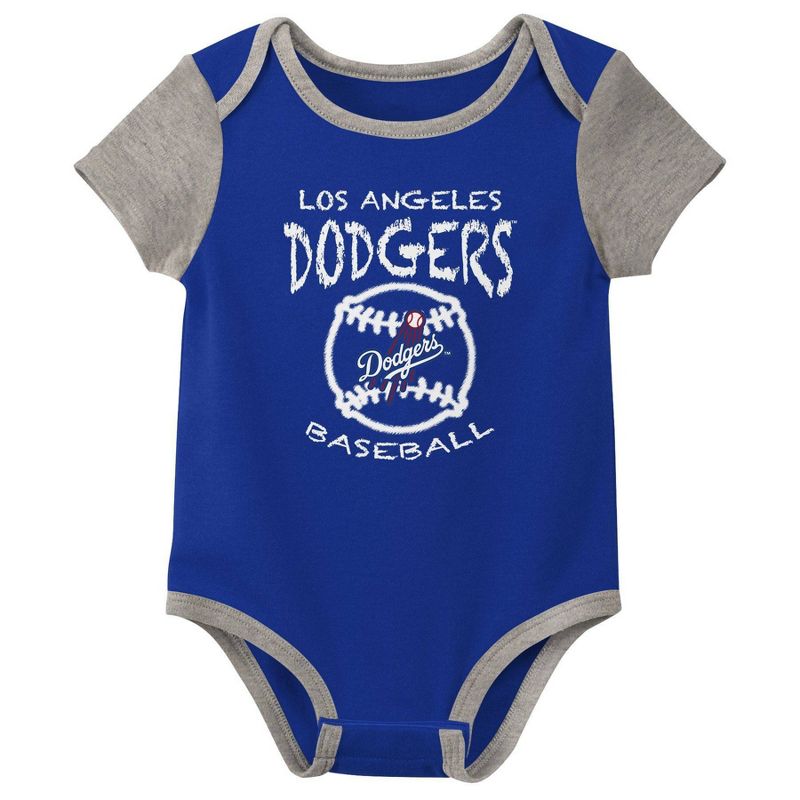 MLB Los Angeles Dodgers Infant Boys&#39; 3pk Bodysuit, 4 of 5