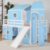 Full Size Loft Bed with Slide, Castle-Themed Playhouse Design, Solid Wood Frame - 2 of 4