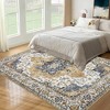 Washable Vintage Area Rug Oriental Floral Print Throw Carpet Boho Accent Throw Rugs - 3 of 4