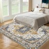 Washable Vintage Area Rug Oriental Floral Print Throw Carpet Boho Accent Throw Rugs - image 3 of 4