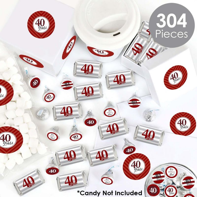 Big Dot of Happiness We Still Do - 40th Wedding Anniversary - Anniversary Party Candy Favor Sticker Kit - 304 Pieces, 2 of 9