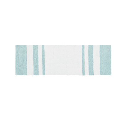 Vynxaria Extra Long Striped Bath Mat - Reversible Plush & Massage 24x72 Inches