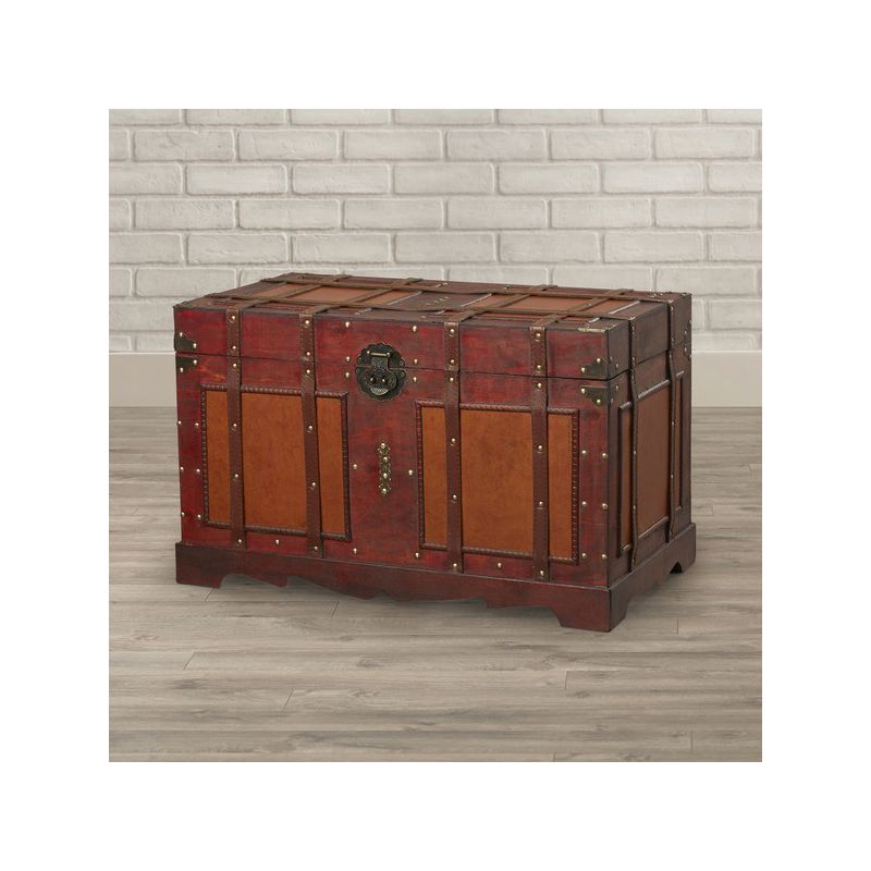 Vintiquewise Large Antique Style Steamer Trunk, Decorative Storage Box, 4 of 6