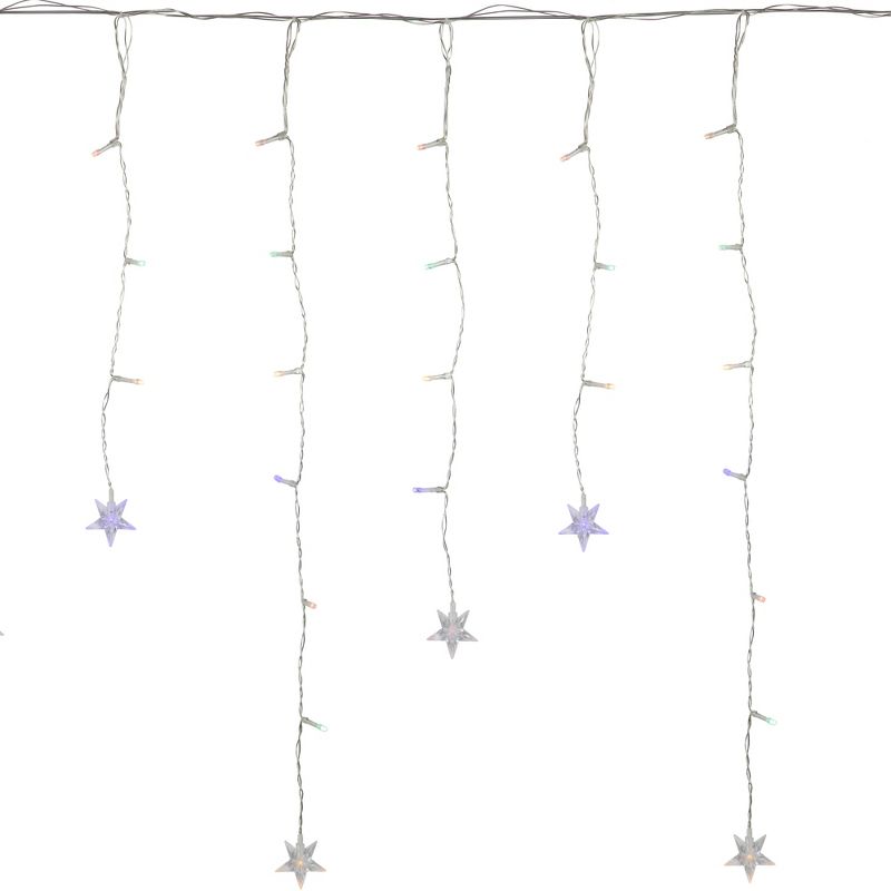 Northlight 400 Count Outdoor Christmas Stars Icicle Lights - Multi-Color LED Lights, Clear Wire, 4 of 8