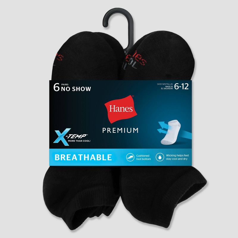 Hanes Premium Men's X-Temp Breathable No Show Socks 6pk - 6-12, 4 of 5