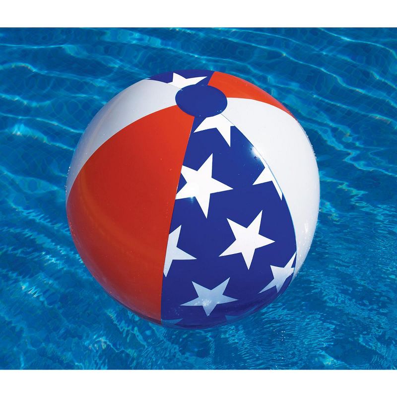 Swimline 22" Inflatable Classic Patriotic Americana Stars and Stripes Beach Ball - Blue/Red, 2 of 3