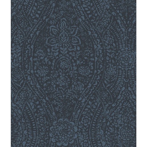 RoomMates Ornate Ogee Peel and Stick Wallpaper Blue/Black: Removable Vinyl, Self-Adhesive, Abstract Pattern, 28.2 Sq Ft Coverage - image 1 of 4