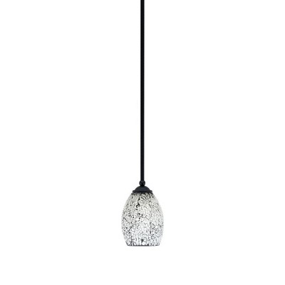 Toltec Lighting Zilo 1 - Light Pendant in  Matte Black with 5" Black Fusion Shade