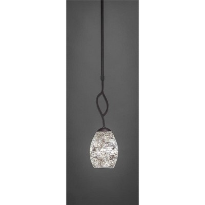 Toltec Lighting Revo 1 - Light Pendant in  Dark Granite with 5" Natural Fusion Shade