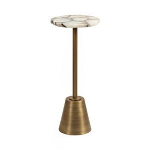 Kate and Laurel Tira Wavy Organic Stone and Metal Table - 1 of 4