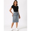 INSPIRE CHIC Women's Casual High Waist Back Slit Short Denim Skirts - image 3 of 4