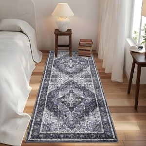 Area Rugs for Living Room Bedroom Washable Vintage Distressed Print Pattern Medallion Carpet Non-Slip Low Pile Rug - 1 of 4