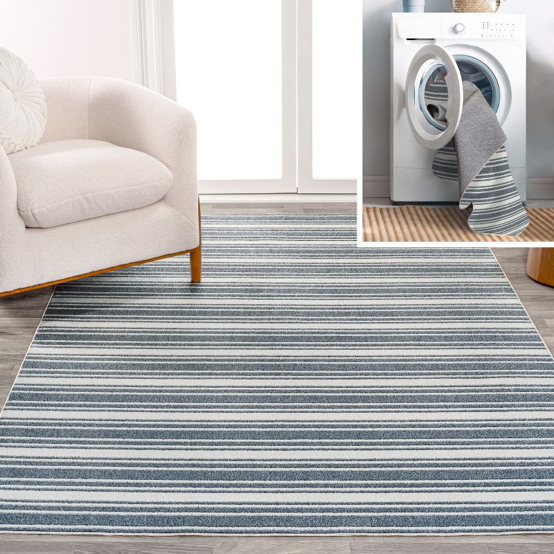 JONATHAN Y Fawning Two-Tone Striped Classic Low-Pile Machine-Washable Area Rug, 1 of 13