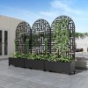 PexFix 72 in. x 35 in. Arched Outdoor Metal Trellis with Planter Box in Black - 2 of 4