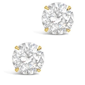 SHINE by Sterling Forever Sterling Silver 8mm CZ Studs - 1 of 2
