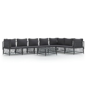 vidaXL 8-Piece Patio Lounge Set with Cushions - Durable Outdoor Seating with Powder-Coated Steel Frame, Modular Design, Anthracite Woven Fabric - 1 of 4