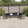 vidaXL Patio Sofa Set - Outdoor Modular Lounge Set 6 Piece - Solid Pine Wood - Brown Natural Pine - Backyard/Terrace/Patio Use - 27.6" x 27.6" x 26.4" - 3 of 4