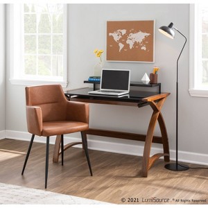 Set of 2 Andrew PU Leather/Steel Dining Chairs Black/Camel - LumiSource: Upholstered, Foam-Filled, Spot Clean - 1 of 4