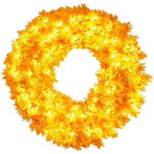 Vickerman Flocked Yellow Artificial Wreath - 1 of 4