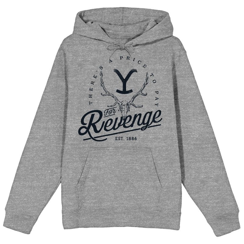 Yellowstone There's A Price To Pay For Revenge Athletic Heather Adult Hooded Sweatshirt, 1 of 4