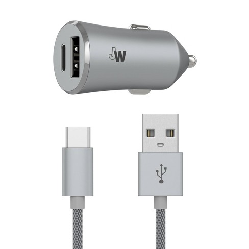 Just Wireless 3.4a/17w 2-port Usb-c & Qc3.0 Car Charger With 6