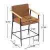 Christopher Knight Home Set of 2 Ruby Mid Century Modern Upholstered Counter Stool with Iron Frame Counter Height Barstools Brown - 4 of 4