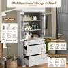 ORRD 70.1" Tall Bathroom Cabinet with Drawers & Glass Doors, White - 3 of 4