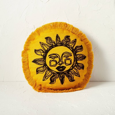 Round Embroidered Sun Fringe Decorative Throw Pillow Gold - Opalhouse™ designed with Jungalow™