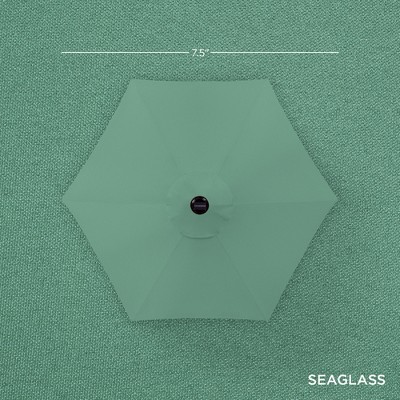 Seaglass 7.5ft Outdoor Solar Patio Umbrella with LED Lights and Steel Pole