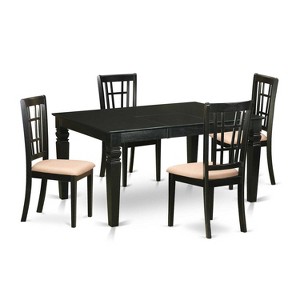 HomeStock 5-Piece Rectangle Black Finish Solid Wood Top Dining table with 4 Chairs - 1 of 4