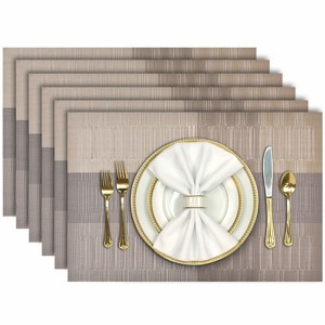 Aoibox Heat Resistant Placemats Set of 6, Washable PVC Table Mats, Non-Slip Vinyl Placemats for Dining Table, Easy to Clean Stain Resistant Table Mats - 1 of 4