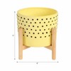 Ceramic Planter with Stand - Modern Ceramic Pot, Durable & Stylish, Indoor & Outdoor Decorative Plant Holder, Lightweight, Wooden Legs - Yellow - 3 of 4