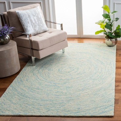 Ivory and Blue Hand-Tufted Wool Rectangular Area Rug