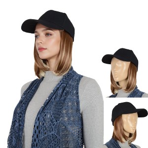 Alilang Adjustable Short Hair Wig Baseball Cap for Women with Natural Looking 10 Inch Bob Hairpiece for Outdoor and Daily Wear - 1 of 4